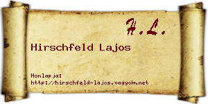 Hirschfeld Lajos névjegykártya